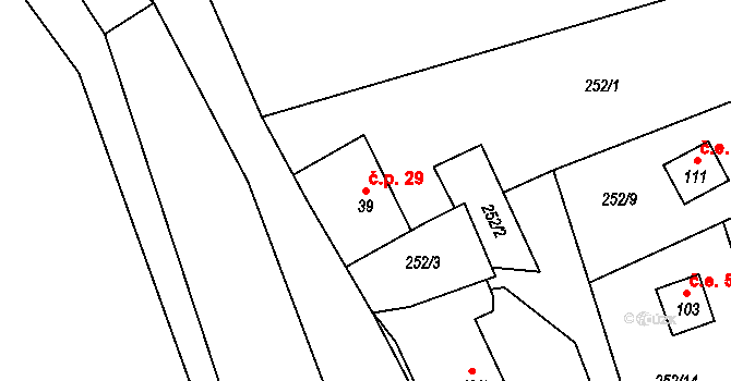 Talmberk 29, Samopše na parcele st. 39 v KÚ Talmberk, Katastrální mapa