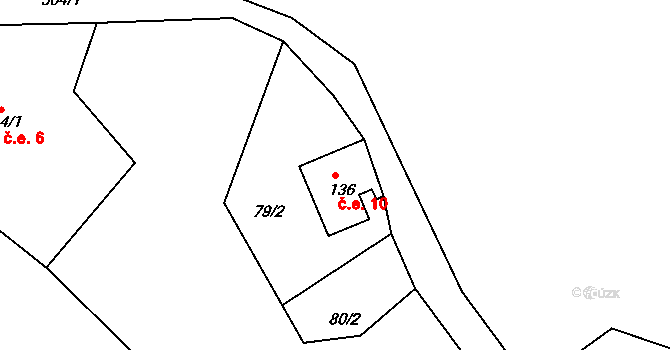 Rájec 10, Černava na parcele st. 136 v KÚ Rájec u Černavy, Katastrální mapa