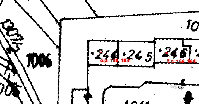 Radošov 163,165, Kyselka na parcele st. 244 v KÚ Radošov u Kyselky, Katastrální mapa