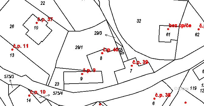 Odolenovice 40, Jenišovice na parcele st. 8 v KÚ Odolenovice u Jenišovic, Katastrální mapa