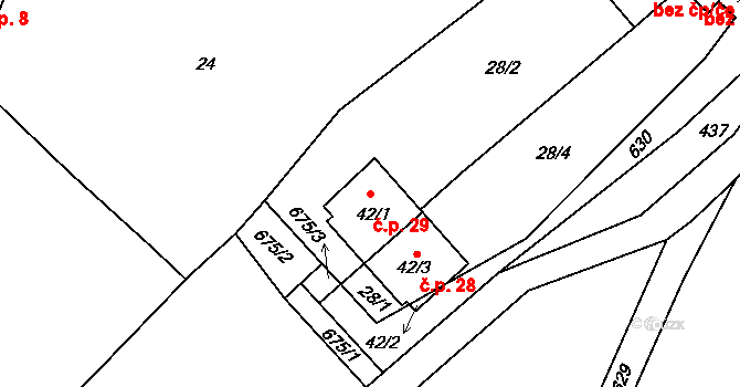 Volevčice 29 na parcele st. 42/1 v KÚ Volevčice u Telče, Katastrální mapa