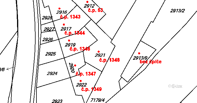 Boskovice 1348 na parcele st. 2921 v KÚ Boskovice, Katastrální mapa