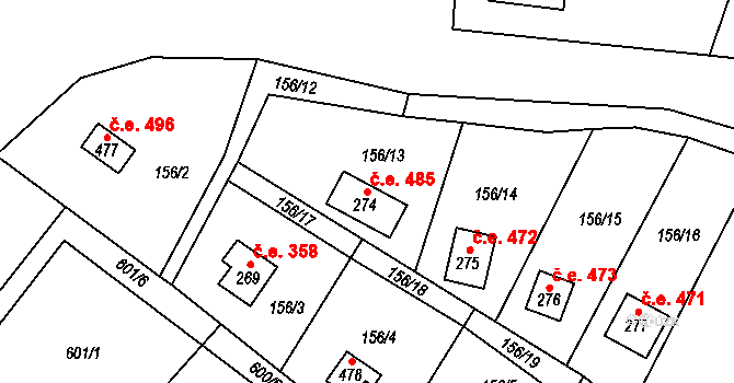 Žloukovice 485, Nižbor na parcele st. 274 v KÚ Žloukovice, Katastrální mapa
