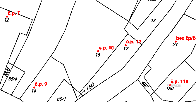 Třebovětice 10, Cerekvice nad Bystřicí na parcele st. 16 v KÚ Třebovětice, Katastrální mapa