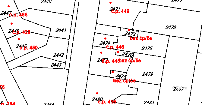 Mimoň I 445, Mimoň na parcele st. 2477 v KÚ Mimoň, Katastrální mapa