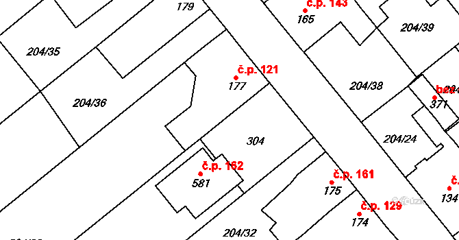 Sulejovice 162 na parcele st. 581 v KÚ Sulejovice, Katastrální mapa