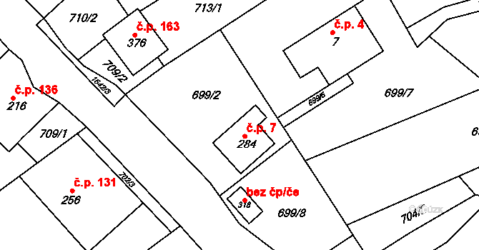 Bítouchov 7, Semily na parcele st. 284 v KÚ Bítouchov u Semil, Katastrální mapa