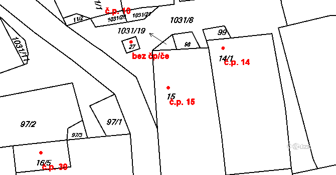Bechyňská Smoleč 15, Sudoměřice u Bechyně na parcele st. 15 v KÚ Bechyňská Smoleč, Katastrální mapa