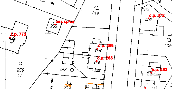 Poděbrady II 266, Poděbrady na parcele st. 248 v KÚ Poděbrady, Katastrální mapa