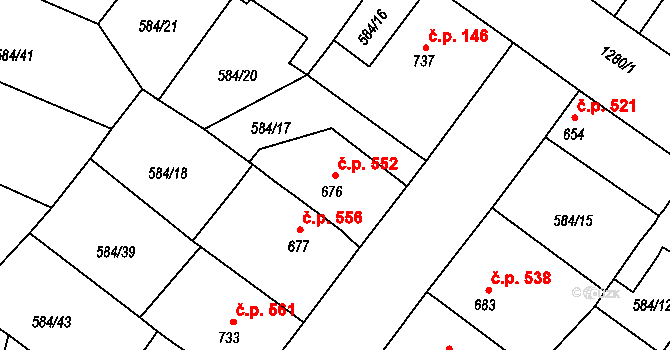 Strakonice I 552, Strakonice na parcele st. 676 v KÚ Strakonice, Katastrální mapa