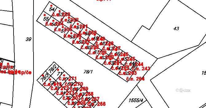 Miřetice u Klášterce nad Ohří 261, Klášterec nad Ohří na parcele st. 62 v KÚ Miřetice u Klášterce nad Ohří, Katastrální mapa