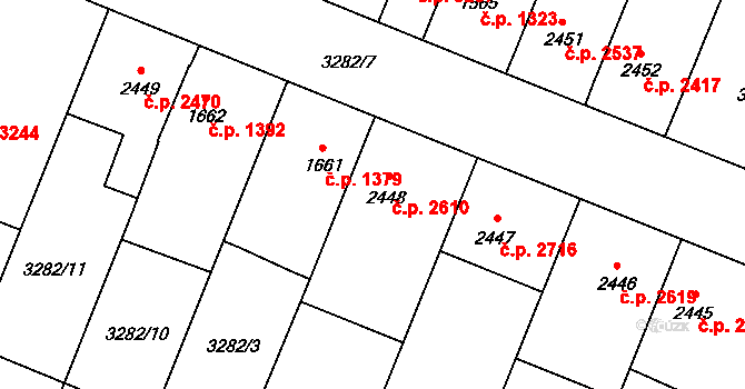 Břeclav 2610 na parcele st. 2448 v KÚ Břeclav, Katastrální mapa