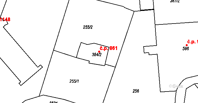 Litovel 861 na parcele st. 384/2 v KÚ Litovel, Katastrální mapa