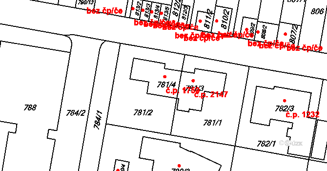 Záběhlice 1759, Praha na parcele st. 781/4 v KÚ Záběhlice, Katastrální mapa
