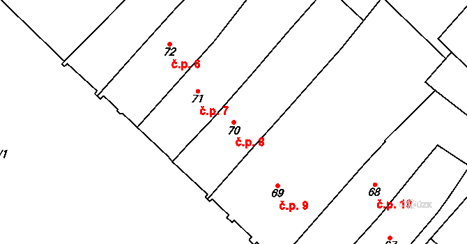 Chomutov 8 na parcele st. 70 v KÚ Chomutov I, Katastrální mapa