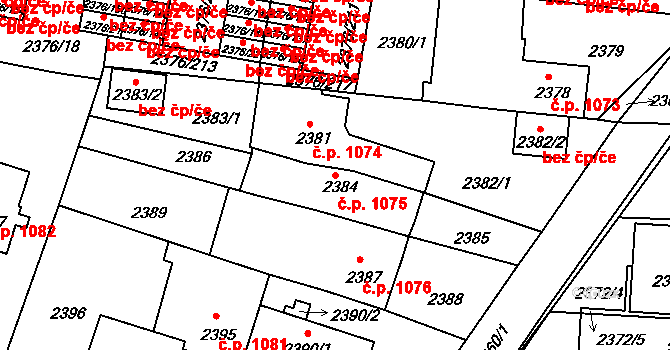 České Budějovice 5 1075, České Budějovice na parcele st. 2384 v KÚ České Budějovice 5, Katastrální mapa