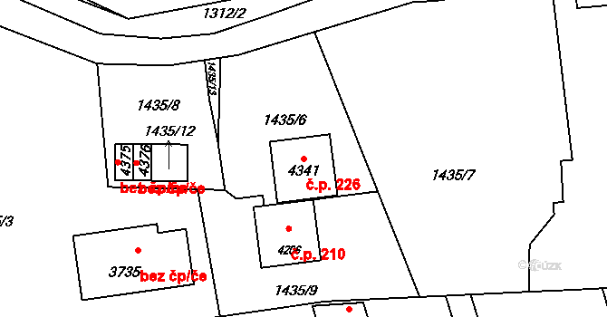 Rožnov pod Radhoštěm 226 na parcele st. 4341 v KÚ Rožnov pod Radhoštěm, Katastrální mapa