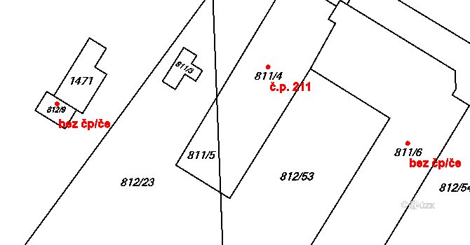 Citonice 211 na parcele st. 811/4 v KÚ Citonice, Katastrální mapa