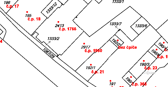 Brandýs nad Labem 1960, Brandýs nad Labem-Stará Boleslav na parcele st. 2917 v KÚ Brandýs nad Labem, Katastrální mapa