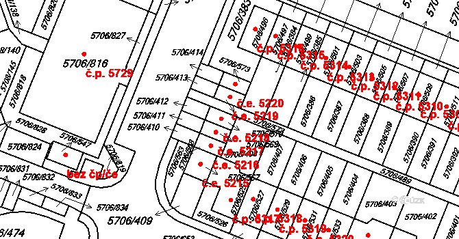 Jihlava 5218 na parcele st. 5706/570 v KÚ Jihlava, Katastrální mapa