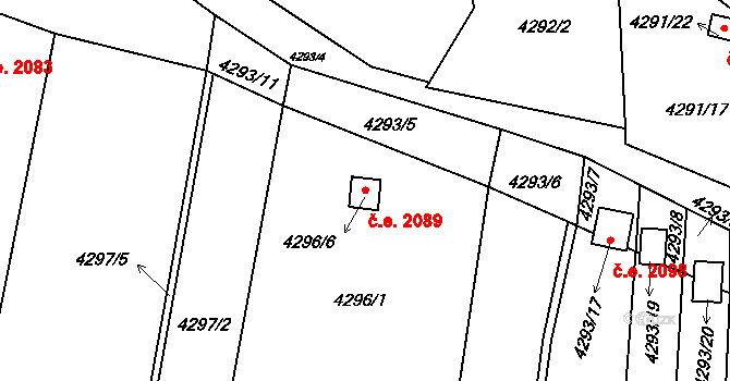 Louny 2089 na parcele st. 4296/6 v KÚ Louny, Katastrální mapa
