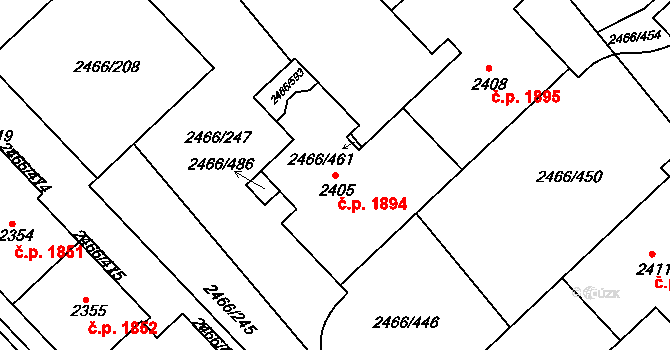 Tišnov 1894 na parcele st. 2405 v KÚ Tišnov, Katastrální mapa