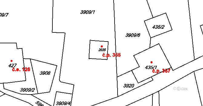 Starý Jiříkov 355, Jiříkov na parcele st. 2035 v KÚ Jiříkov, Katastrální mapa