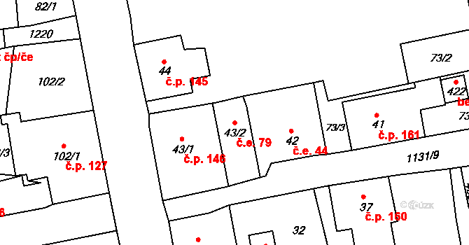 Horní Blatná 79 na parcele st. 43/2 v KÚ Horní Blatná, Katastrální mapa