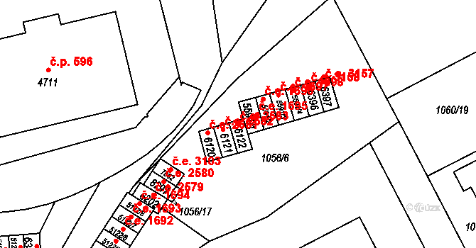 Zlín 2583 na parcele st. 6122 v KÚ Zlín, Katastrální mapa