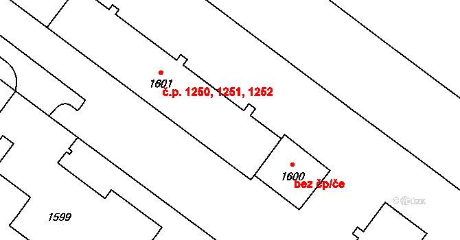 Poruba 1250,1251,1252, Ostrava na parcele st. 1601 v KÚ Poruba-sever, Katastrální mapa