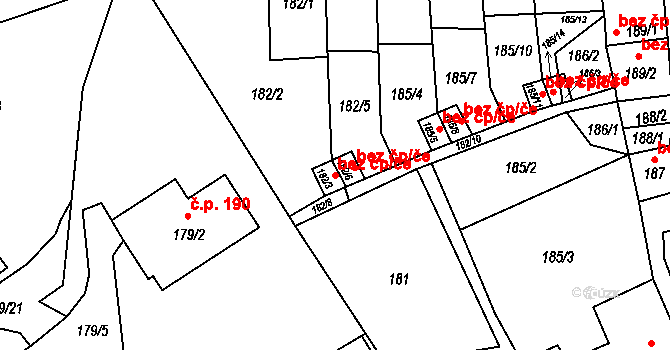Kravaře 39733904 na parcele st. 182/3 v KÚ Kravaře v Čechách, Katastrální mapa