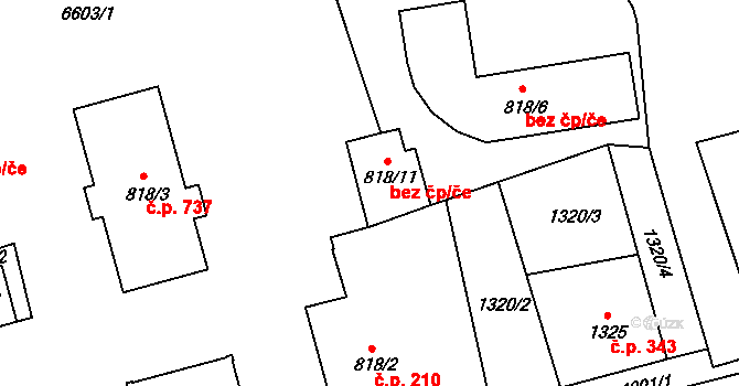 Klatovy 41242904 na parcele st. 818/11 v KÚ Klatovy, Katastrální mapa