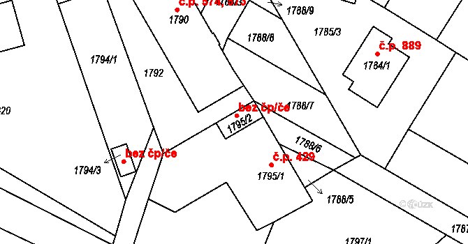 Veselí nad Lužnicí 41763904 na parcele st. 1795/2 v KÚ Veselí nad Lužnicí, Katastrální mapa