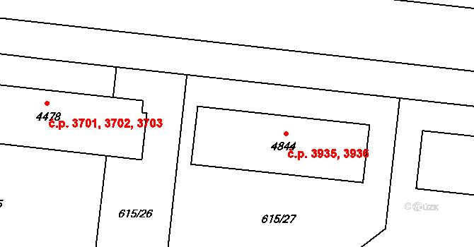 Zlín 3935,3936 na parcele st. 4844 v KÚ Zlín, Katastrální mapa