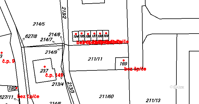 Bohdaneč 43991904 na parcele st. 188 v KÚ Bohdaneč u Zbraslavic, Katastrální mapa