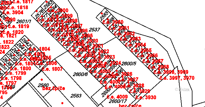 Město 3924, Havířov na parcele st. 2593 v KÚ Havířov-město, Katastrální mapa