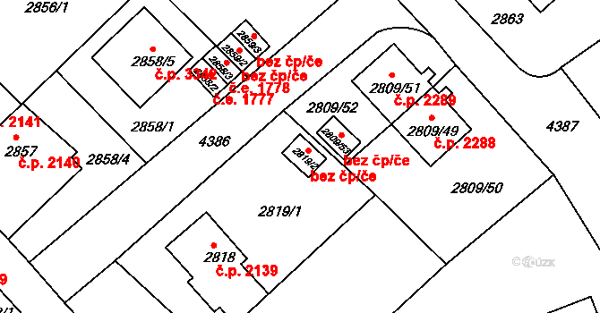 Teplice 45107904 na parcele st. 2819/2 v KÚ Teplice, Katastrální mapa