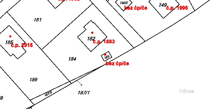 Rožnov pod Radhoštěm 45692904 na parcele st. 183 v KÚ Tylovice, Katastrální mapa