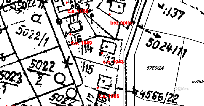 Pasohlávky 1043 na parcele st. 5024/13 v KÚ Pasohlávky, Katastrální mapa