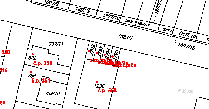 Litovel 407 na parcele st. 2794 v KÚ Litovel, Katastrální mapa