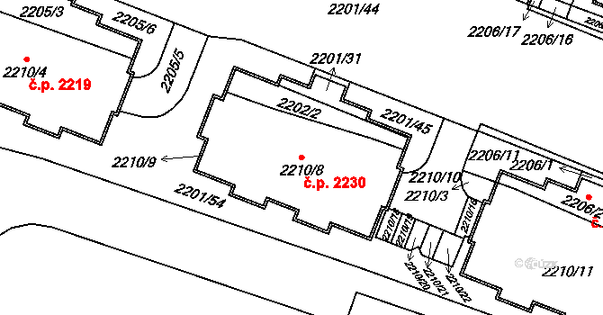 Bolevec 2230, Plzeň na parcele st. 2210/8 v KÚ Bolevec, Katastrální mapa