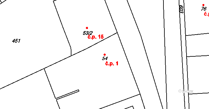 Nákle 1, Klešice na parcele st. 54 v KÚ Klešice, Katastrální mapa