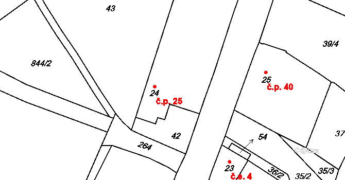Buč 25, Bezvěrov na parcele st. 24 v KÚ Buč, Katastrální mapa