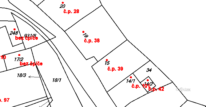Olovnice 39 na parcele st. 15 v KÚ Olovnice, Katastrální mapa