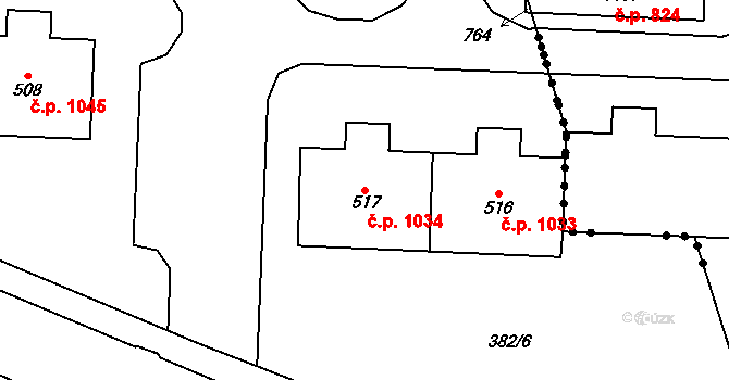 Kralupy nad Vltavou 1034 na parcele st. 517 v KÚ Lobeč, Katastrální mapa