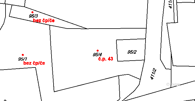 Rychnovek 43 na parcele st. 95/1 v KÚ Rychnovek, Katastrální mapa