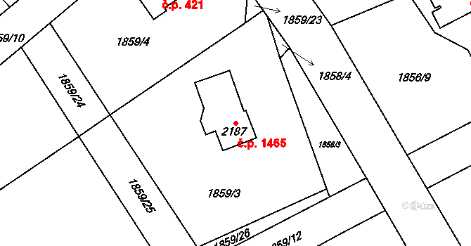 Náchod 1465 na parcele st. 2187 v KÚ Náchod, Katastrální mapa