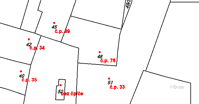 Sudice 76 na parcele st. 48 v KÚ Sudice u Boskovic, Katastrální mapa