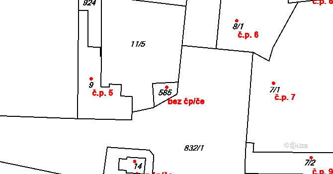 Čelákovice 81019904 na parcele st. 585 v KÚ Sedlčánky, Katastrální mapa