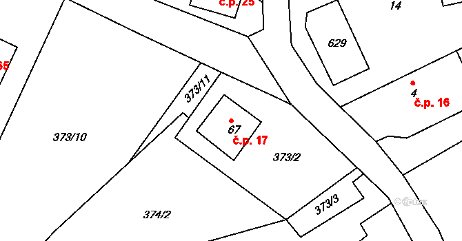 Druhanov 17 na parcele st. 67 v KÚ Druhanov, Katastrální mapa